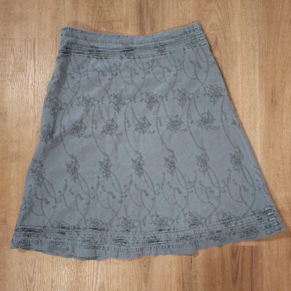Vintage Suzy Shier Embroidered Blue Grey Skirt Knee Length Whimsigoth Sz 5/6 S - Picture 7 of 7